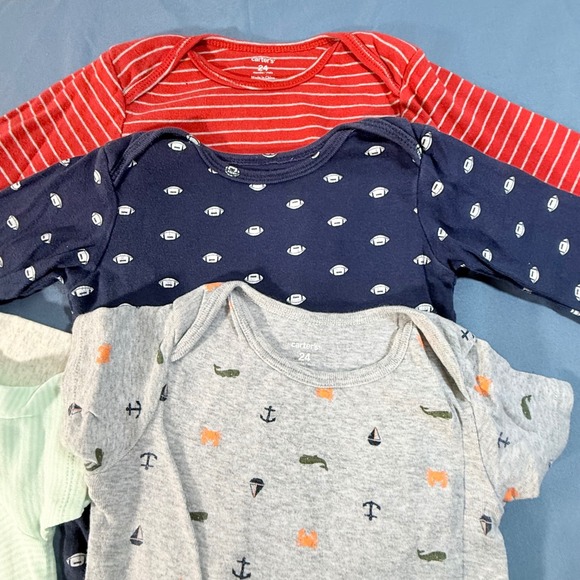 Carter's Baby Bodysuits 24 Months Lot 5 Cotton Animals Stripes Football - Picture 3 of 8
